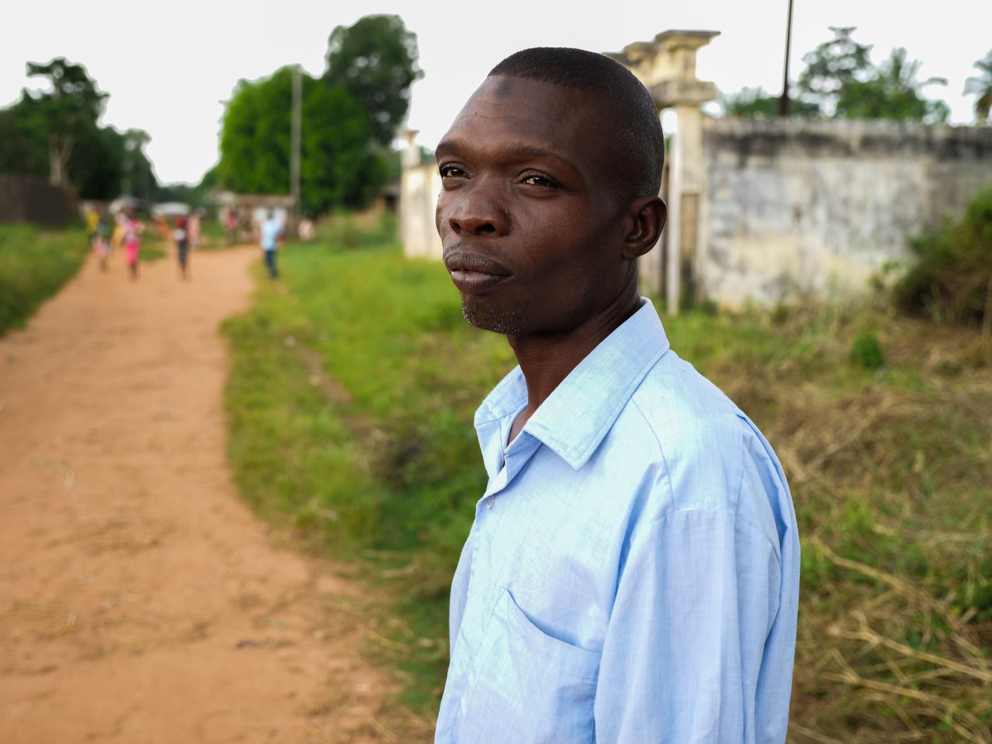 A thoughtful Hamayadi looks on after sharing his story with us in Berberati, Central African Republic.