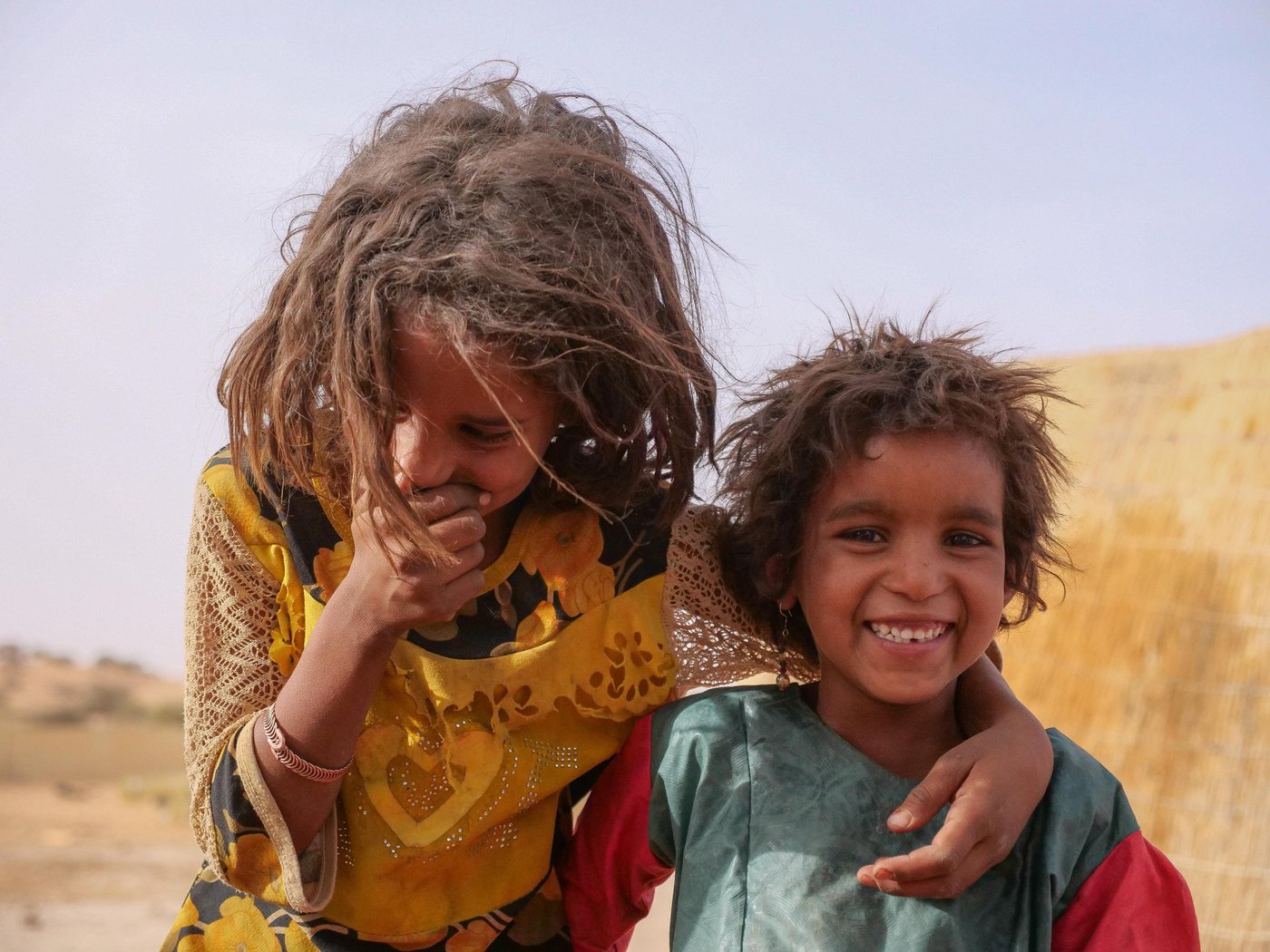 Two of Omar's children Minitou, 10, and Aljadidet, 7, pose for a photo in a makeshift displacement site in Ménaka, Mali.
Photo: Itunu Kuku/NRC
Date: Tuesday 10 May 2022
Location: Ménaka Mali