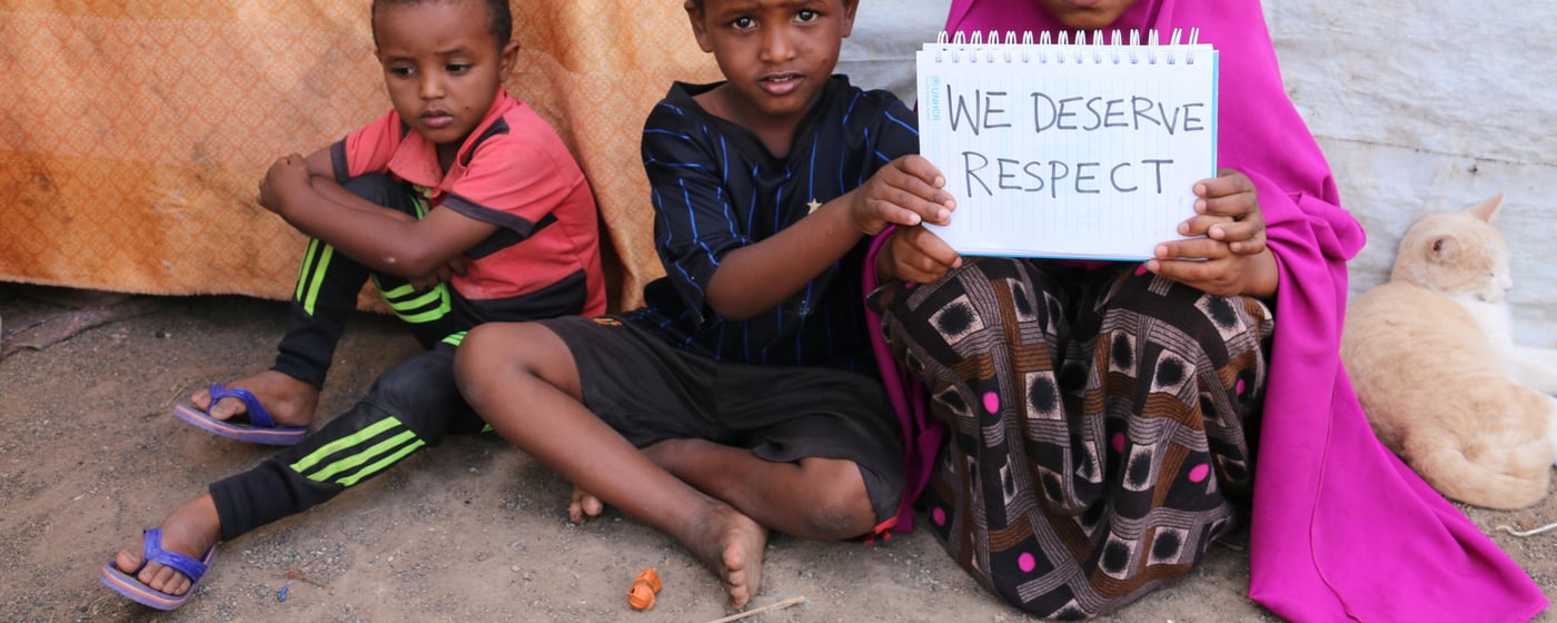 The children of Mohamed Ahmed: Ahmed, Omar and Sarun. Photo: NRC/Nashon Tado