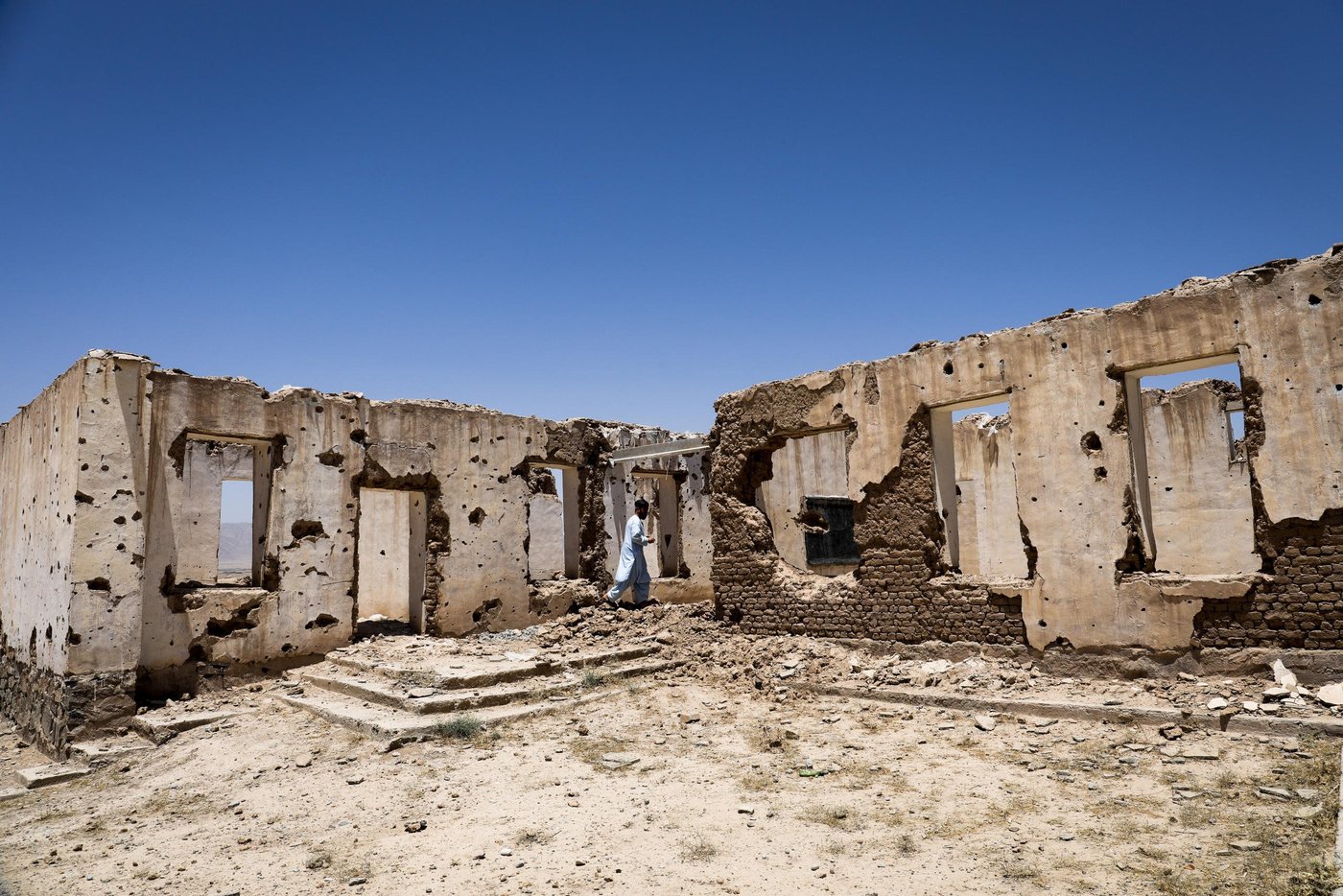 View of Shamali Sola primary school that was occupied by militans than by the Afghan forces and completely destroyed. This was the school in Nachin village and as the school is closed, hundreds of girls and boys are deprived from education.
There is too much need for education funding but resources are very much limited in Uruzgan province, there are very few local NGOs who are working in Uruzgan province with very less sources and funding to support building schools. NRC is the only international actor on the ground providing support and assistance protecting education.
“We are expecting more funds for Uruzgan province to be able support and reopen schools like this. There are tens of this school and a little funding can change the life of thousands of girls and boys forever,” Said Turyalay Saheem, NRC’s education coordinator. Photo: NRC/Enayatullah Azad
