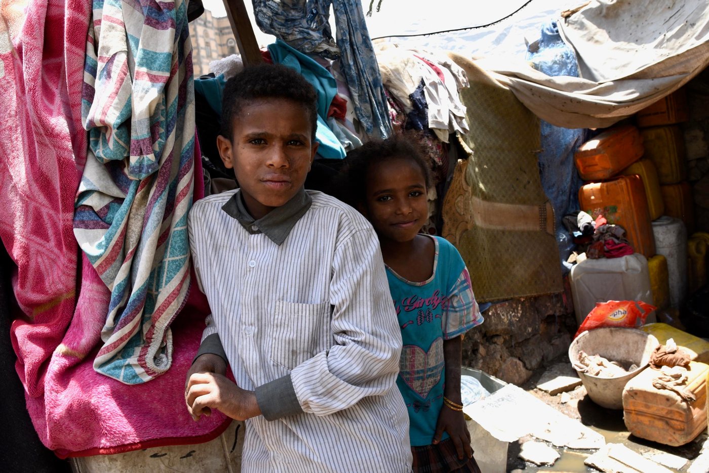 Muhannad (10) with little sister Taizir (9).
Muhanad became sick with cholera before the family was displaced.
“All of my children were ill and when Muhanad got cholera I was so scared for his life. He was about to die,” mother Fahria said.
“I was so sick that I couldn’t even move because of the massive stomach pain,” Muhanad said. Today he goes to school and is currently in 5th grade:
“I want to be a pilot when I grow up. One of those pilots who transfer passengers around the world.”
Photo: Becky Bakr Abdulla/NRC