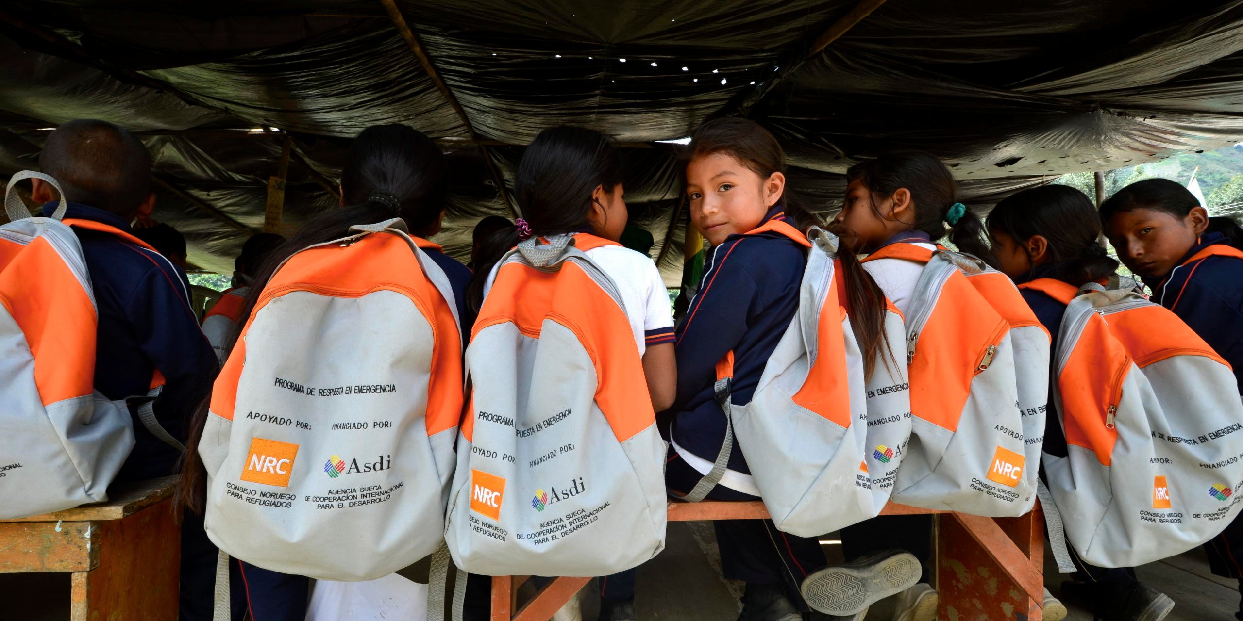 School chlidren in Jambalo, Cauca-province, Colombia. Many of the children have to travel far to get to school. NRC supports the building of a new room where the children can do homework. The Nasa people remain in the crossfire as fighting rages between the army and guerrilla forces. Photo: NRC/Tuva Raanes Bogsnes