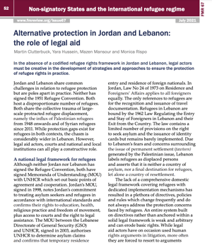 Alternative protection in Jordan and Lebanon: the role of legal aid