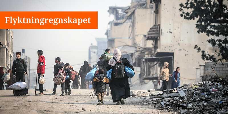 Palestinere på vei tilbake til hjemmene sine i det nordlige Gaza.