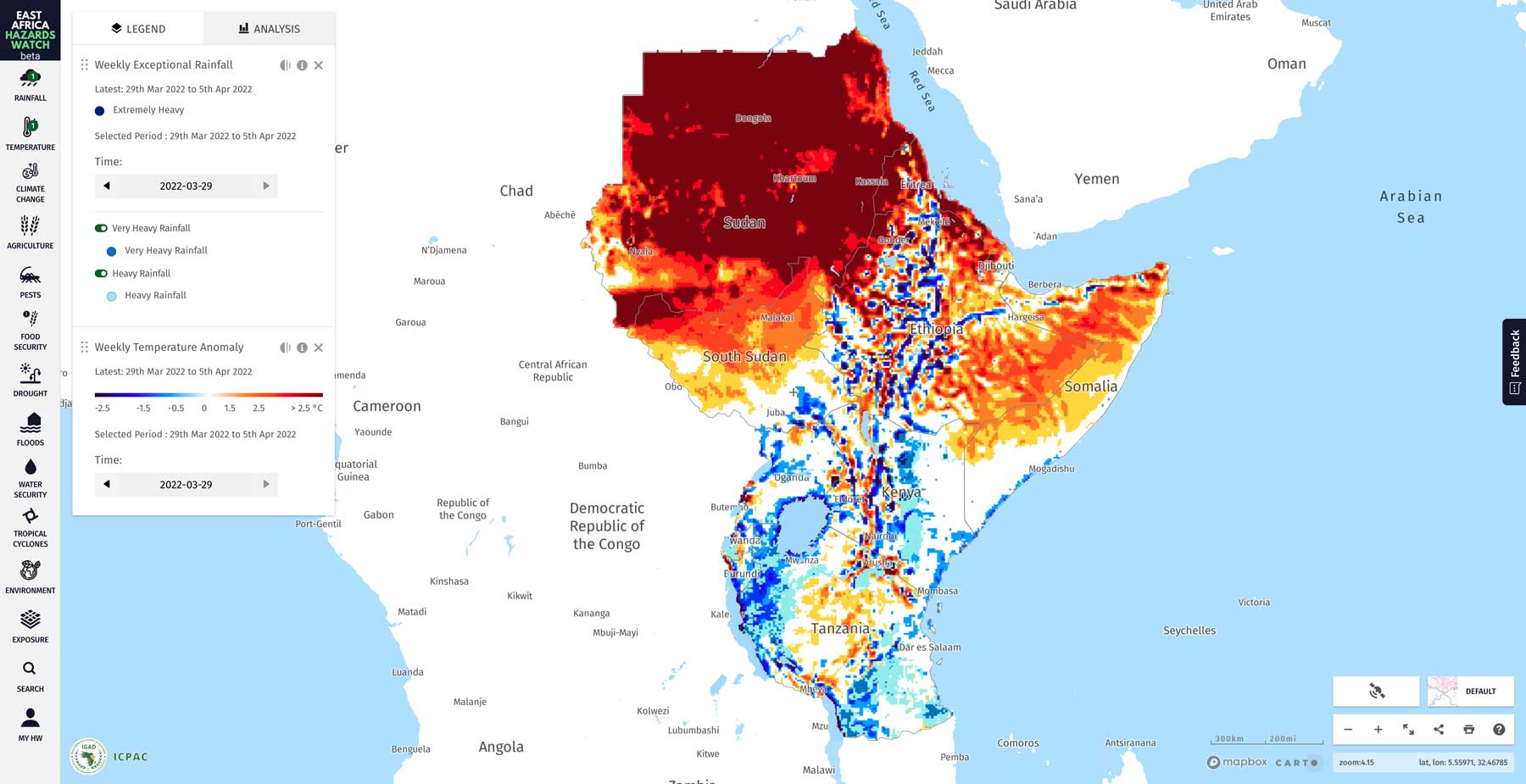 Screenshot from East Africa Hazards Watch