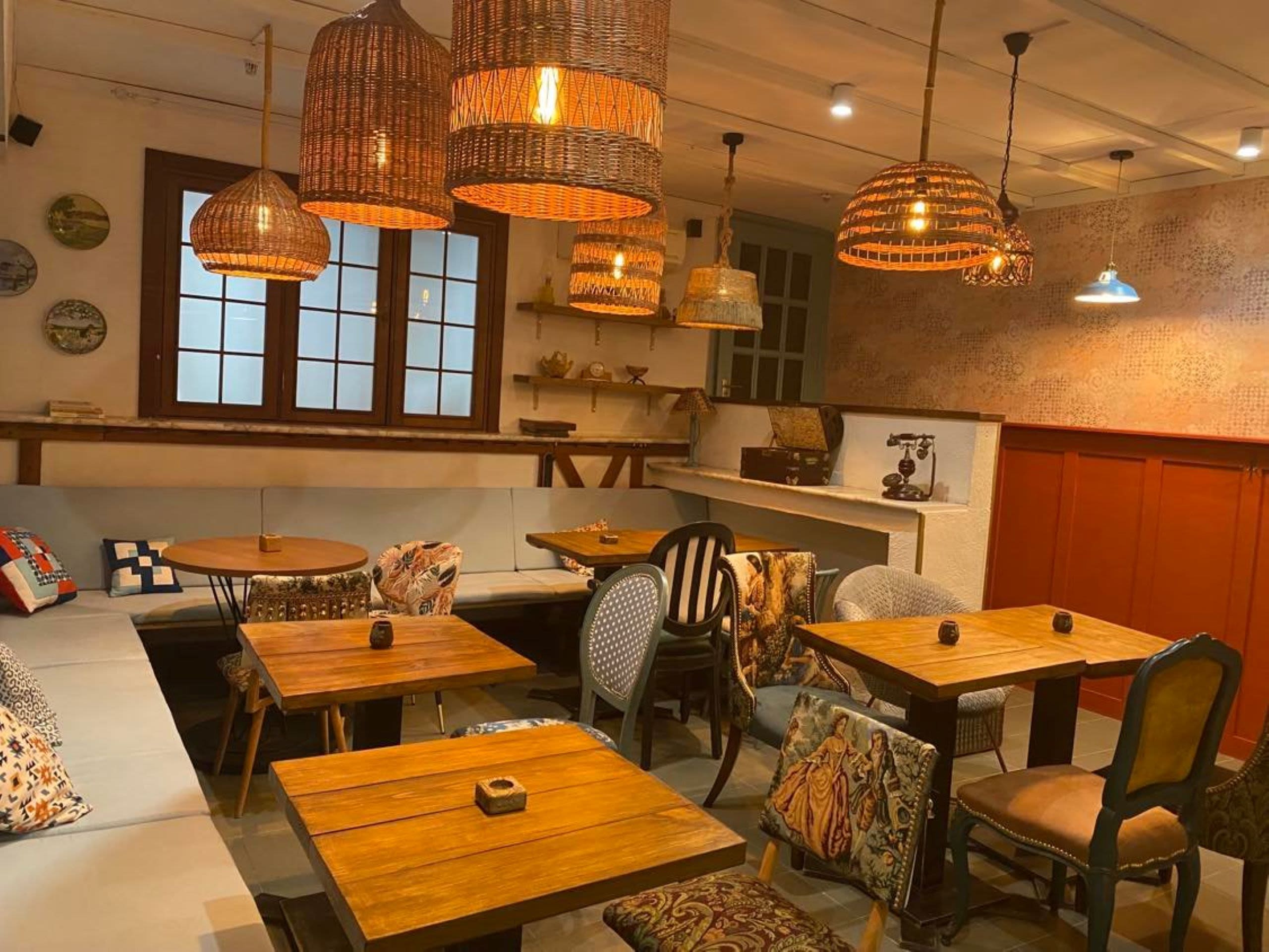 A restaurant interior.